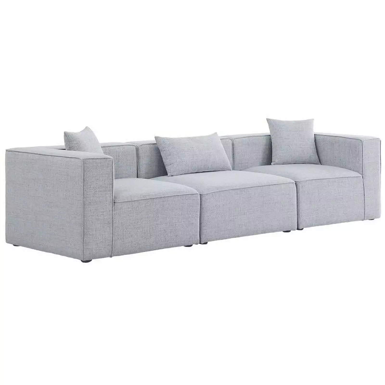 Meridian Furniture Cube Grey Durable Linen Modular Sofa Small Spaces