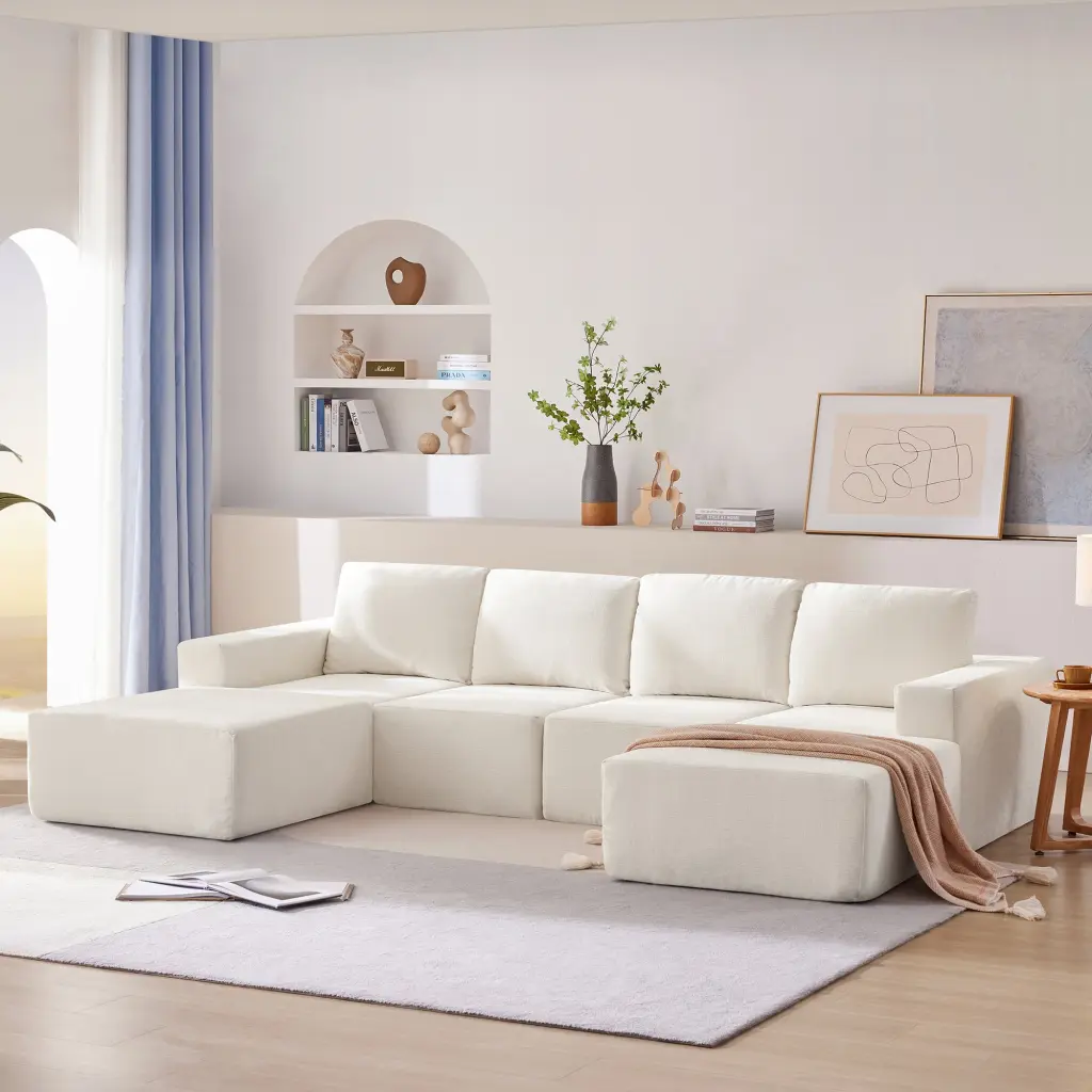 110x72 Inch Modular U Shaped Sectional Sofa Premium Chenille Floor Couch rnb