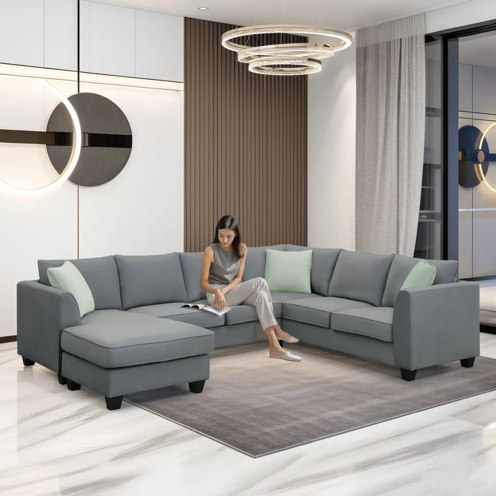 112x87 Inch Sectional Sofa Couches Living Room Sets 7 Seats Modular Sectional rnb