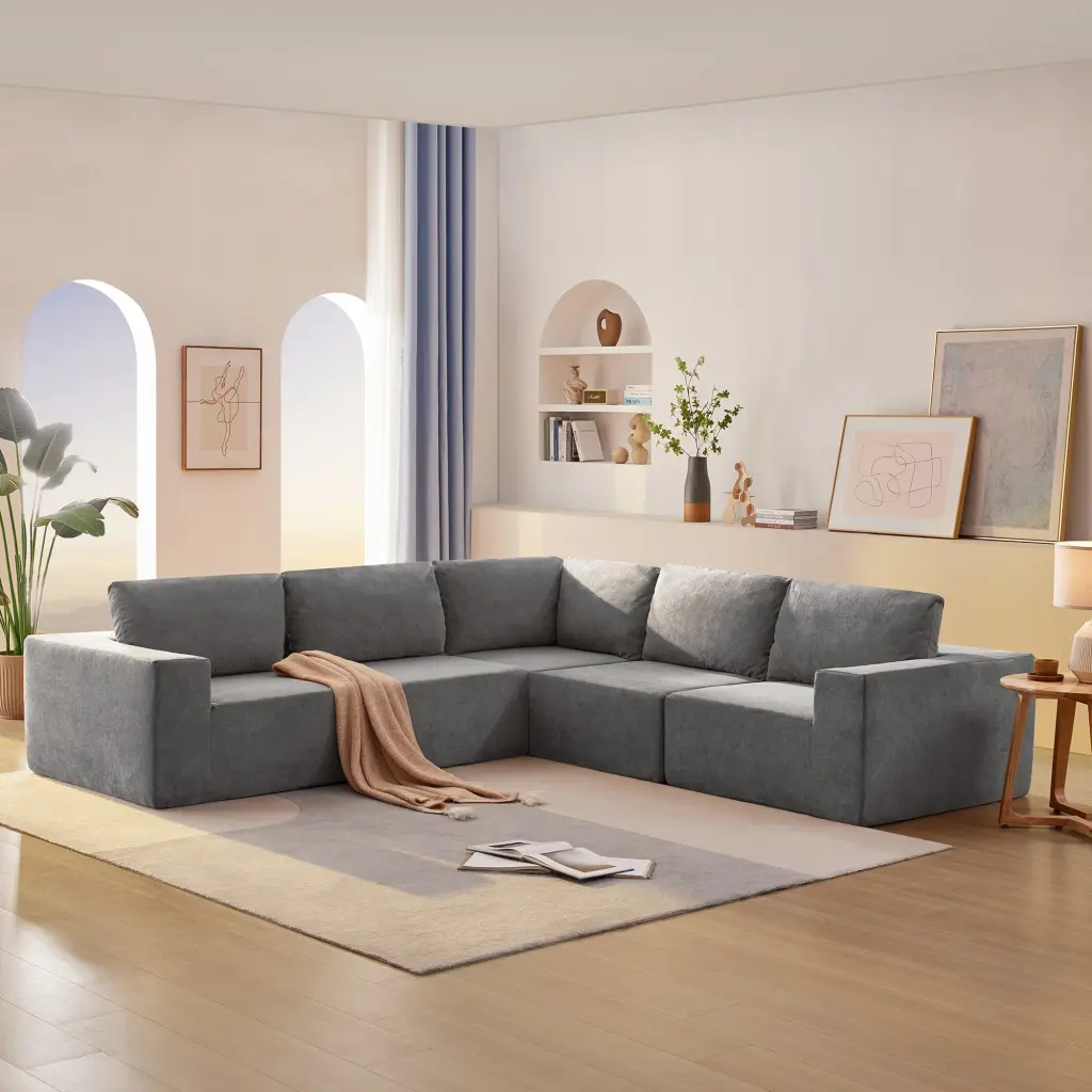 116x116 Inch Modular L Influenced Sectional Sofa Premium Floor Couch Set rnb
