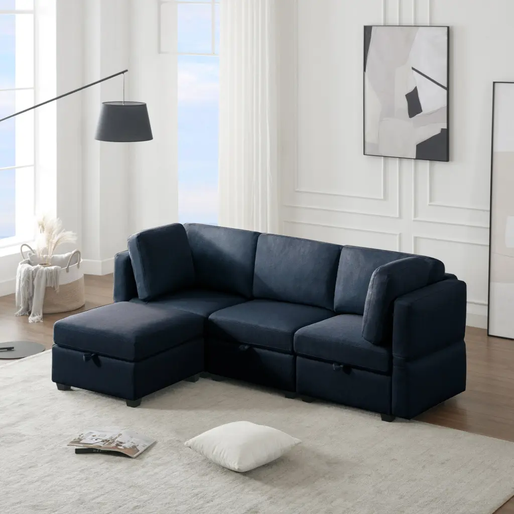 Convertible Sectional Sofa Chaise L-Shaped Modular Sofa Couch Living Room ui furniture