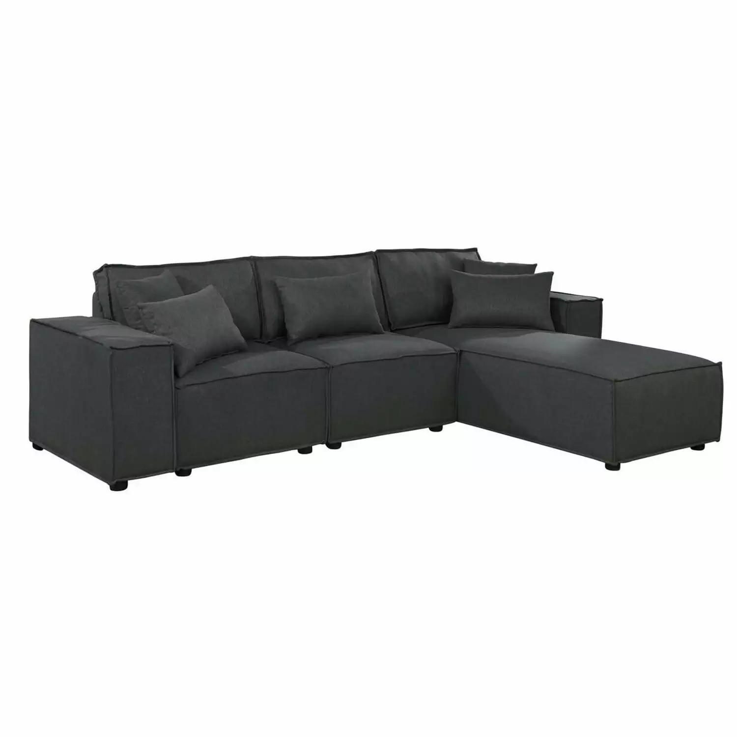 BenJara Shore 104 Inch Modular Sofa Reversible Chaise Dark Gray Sectional