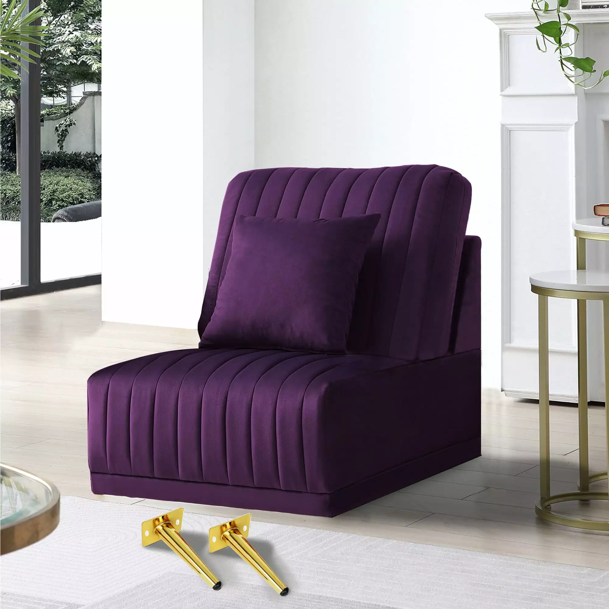 Purple Modular Sofa Without Armrests Custom Sectional Configurations CNCJ