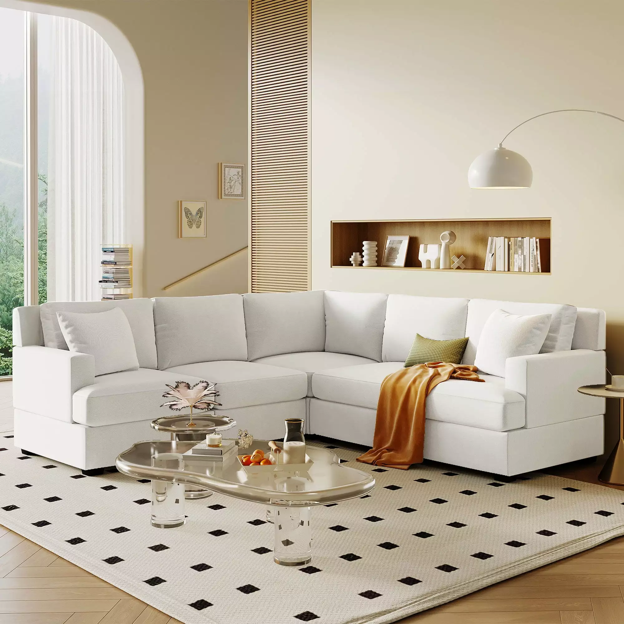 CoSoTower Sectional Modular Sofa 2 Tossing Cushions and Solid Frame Living Room