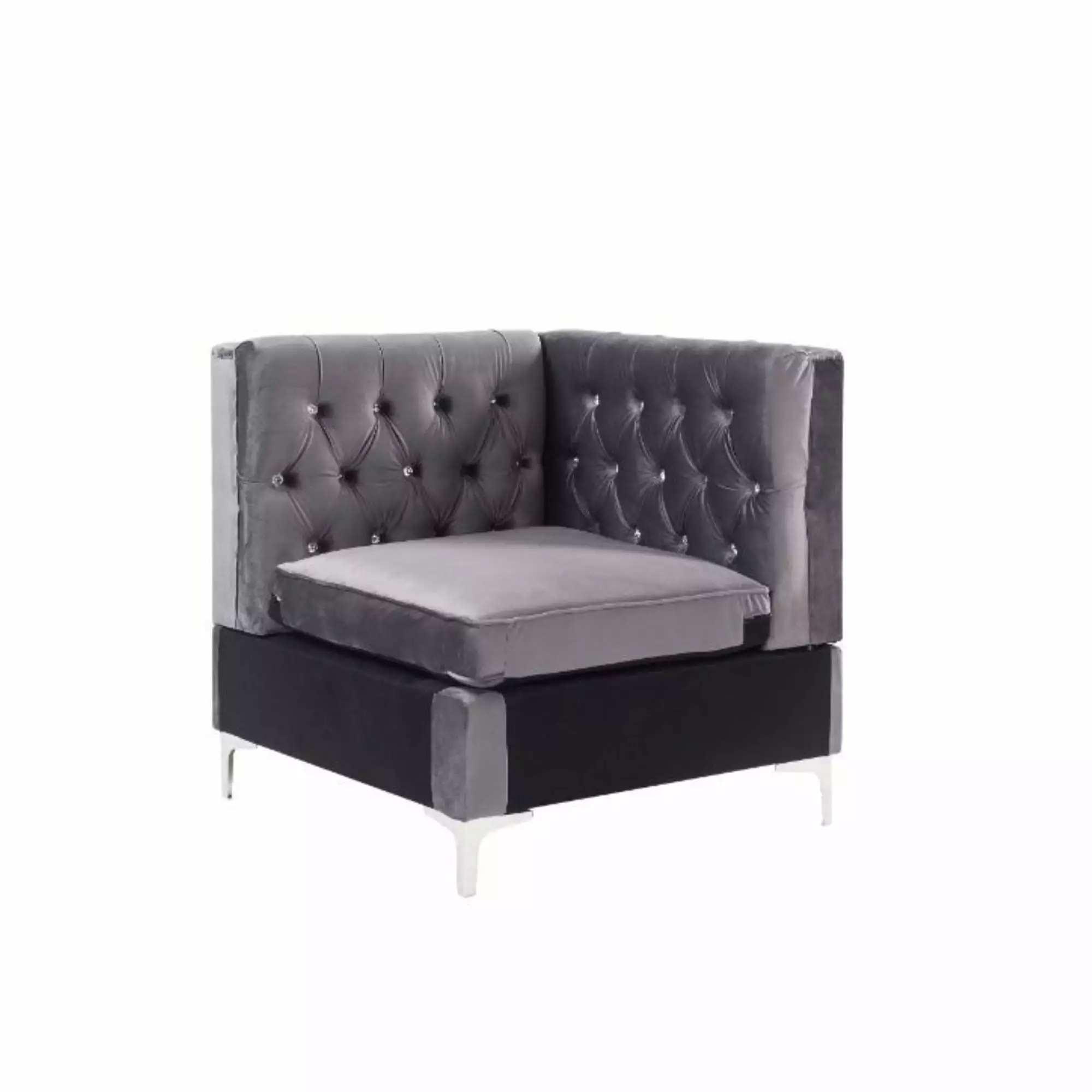 Ergode Modular Wedge Gray Velvet Sectional Sofa Customizable Living Room Couch