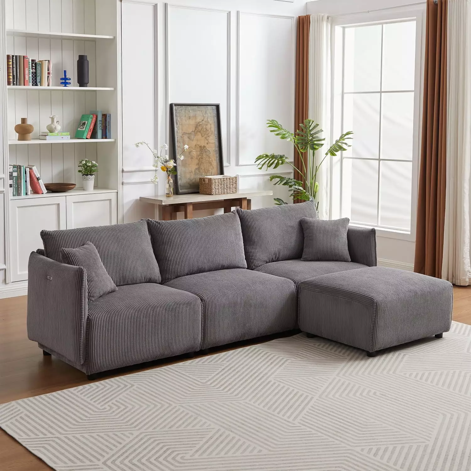 Miekor Furniture 106 Multi Module Combination Style Sofa USB C Charging Ports Gray