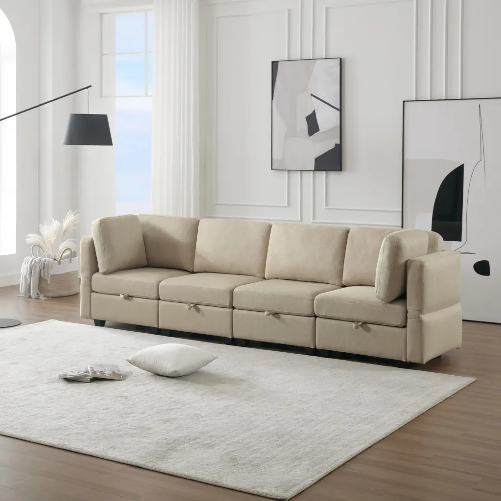 Fabric Modern Modular Sofa Couch Storage Seats Modular Sectional ui furniture