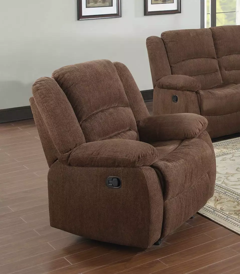 39 X 38 X 40 Dark Brown Chenille Motion Recliner Chair Comfortable Living Room Seat HomeRoots