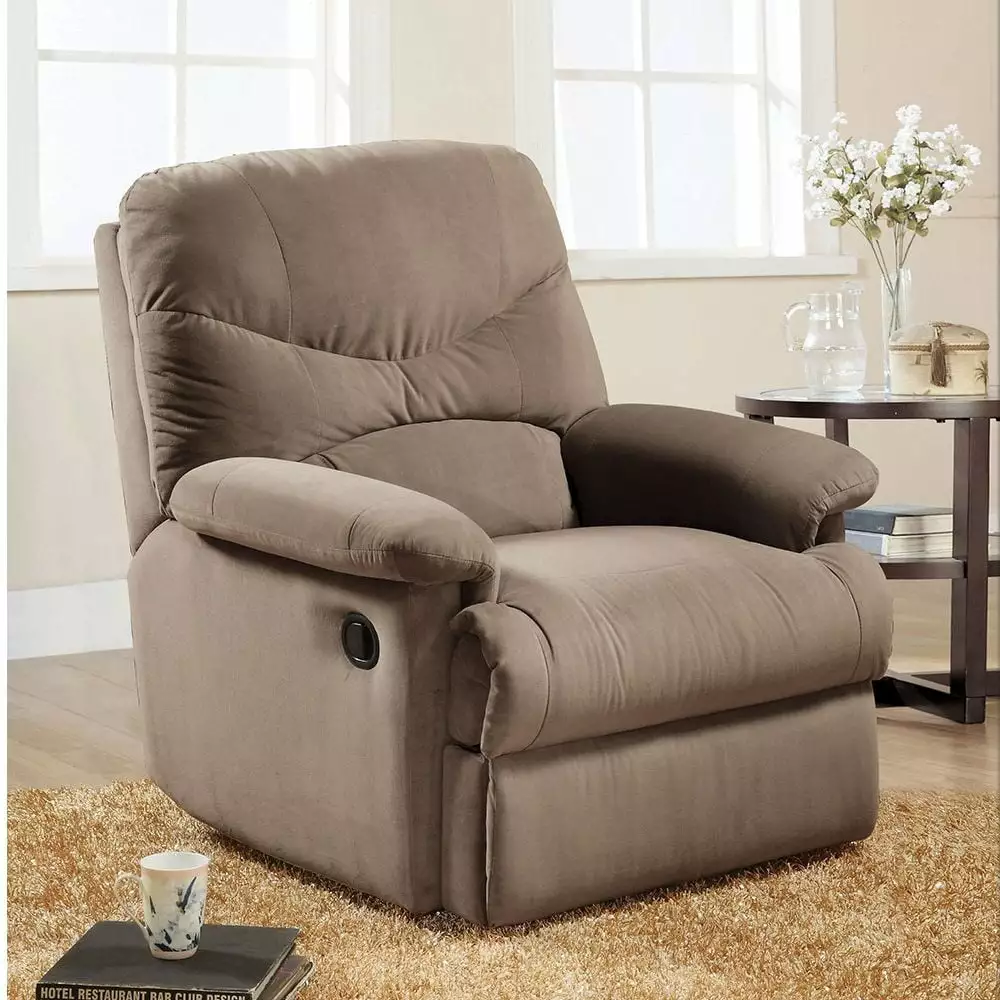 Light Brown Microfiber Motion Recliner Living Room Comfort Jamini