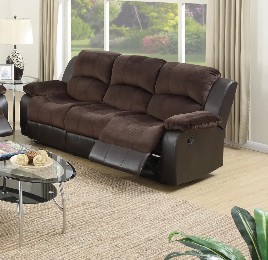 Motion Sofa 1 Piece Living Room Furniture Chocolate Padded Suede Faux Leather kanepe