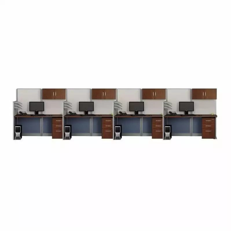 Bush Business Furniture Office---Hour 4 Desk Workstation Hansen Cherry Quick Setup BBF