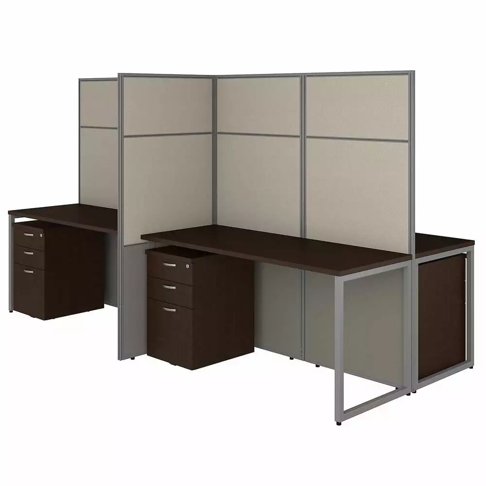 Bush Business Furniture Easy Office 60W 4 Person Cubicle Desk File Cabinets BBF