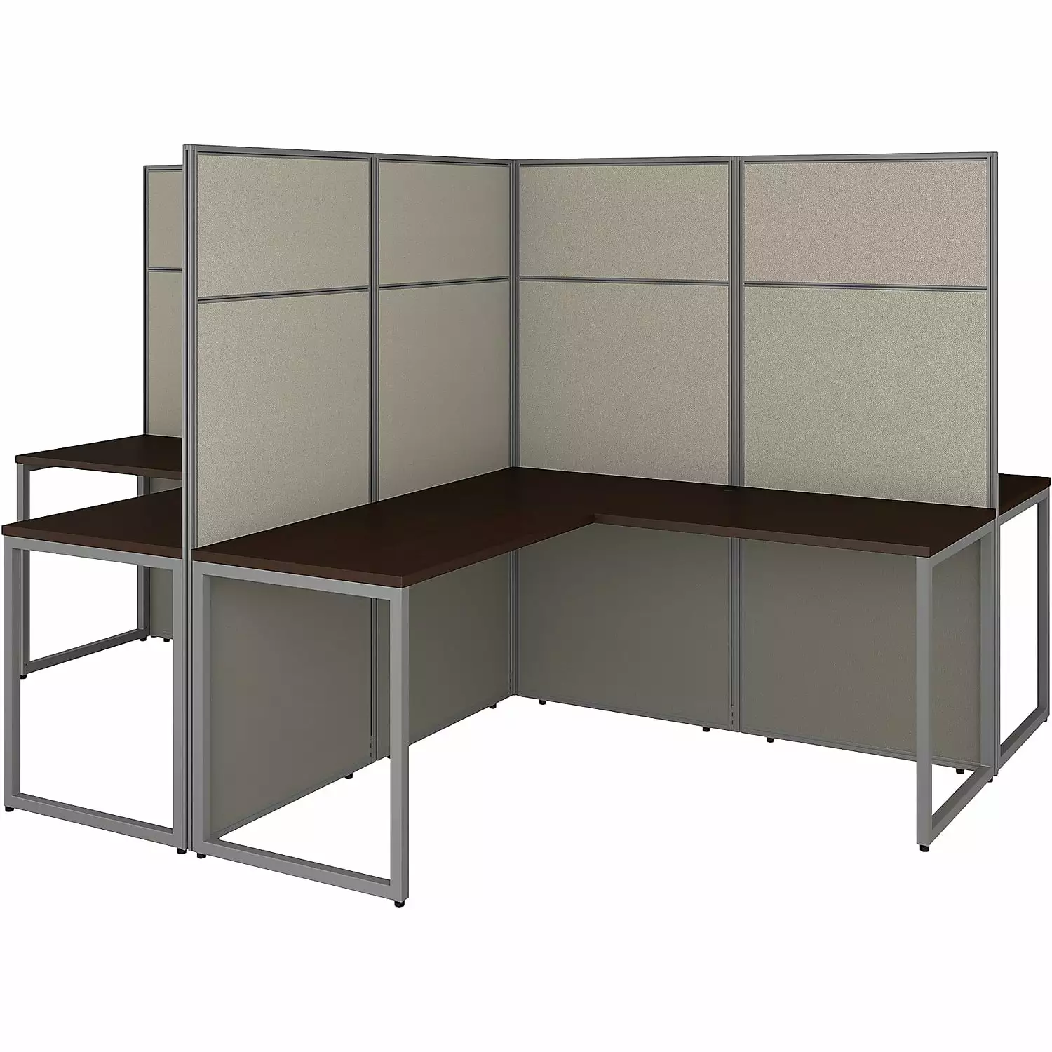 Bush Business Furniture Easy Office 4 Person L Shaped Cubicle 66H Panels - Modular Office Solution BBF