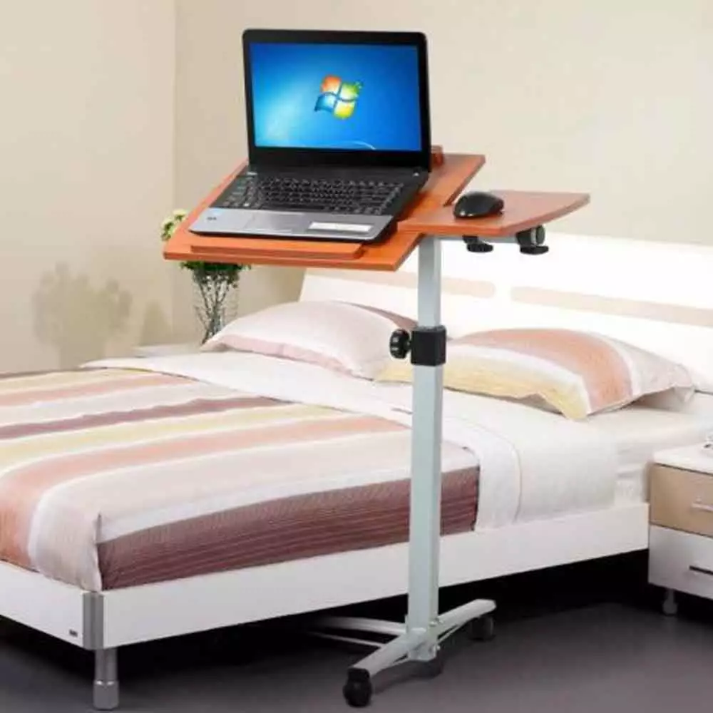 Topcobe Dining Table Notebook Computer Desk Home Use Multifunctional Lifting Desk Brown