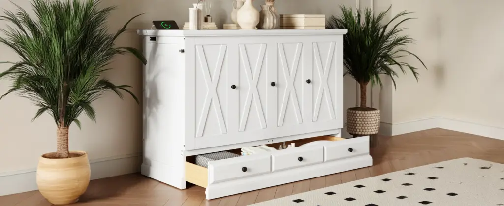 Solid Pine Murphy Bed Chest Cube Cabinet Bed Charging Station bed best