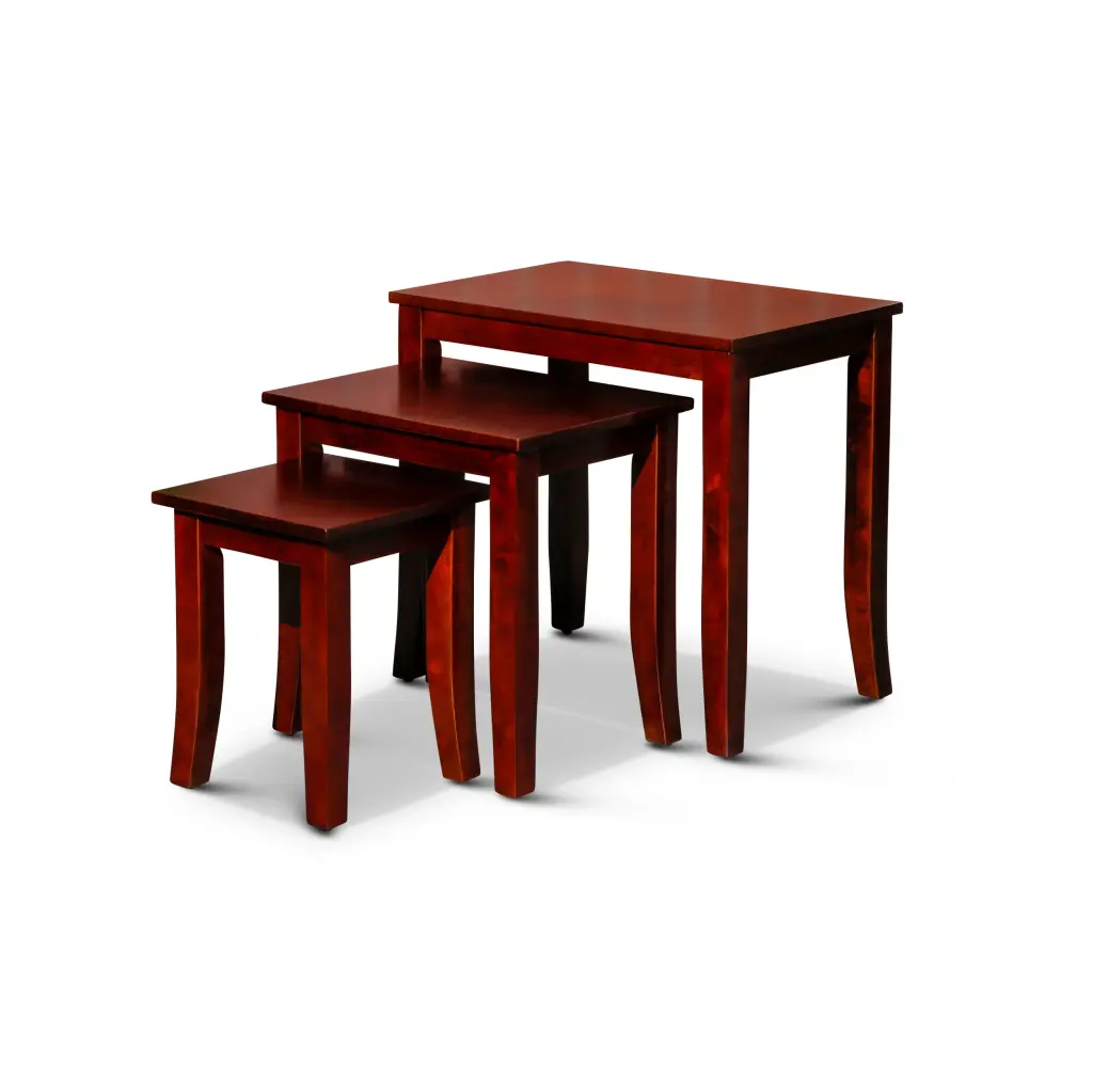 3 Piece Nesting Table Set Cherry Rubber Wood Coffee Side Tables Living Room dty home