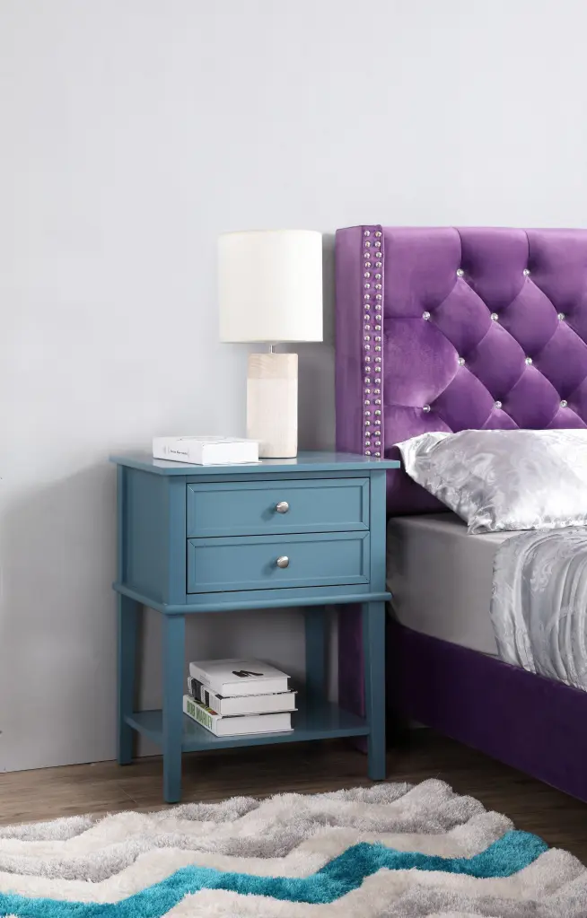Newton G067 Nightstand Teal Particle Board Bedside Table glory furniture