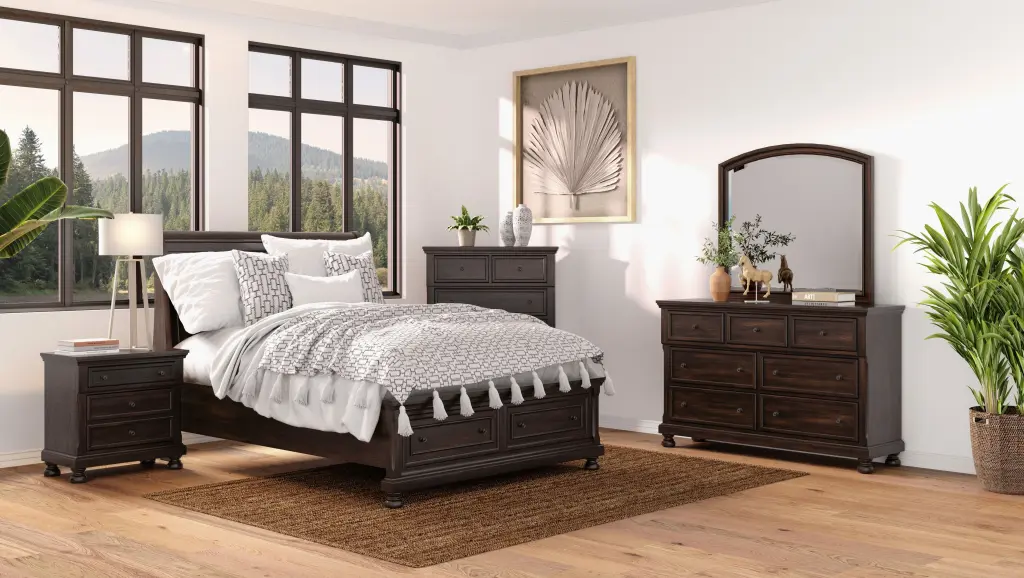 Dark Cherry Nightstand Two Drawer Cherry Solid Wood Mdf ihomefurnishings