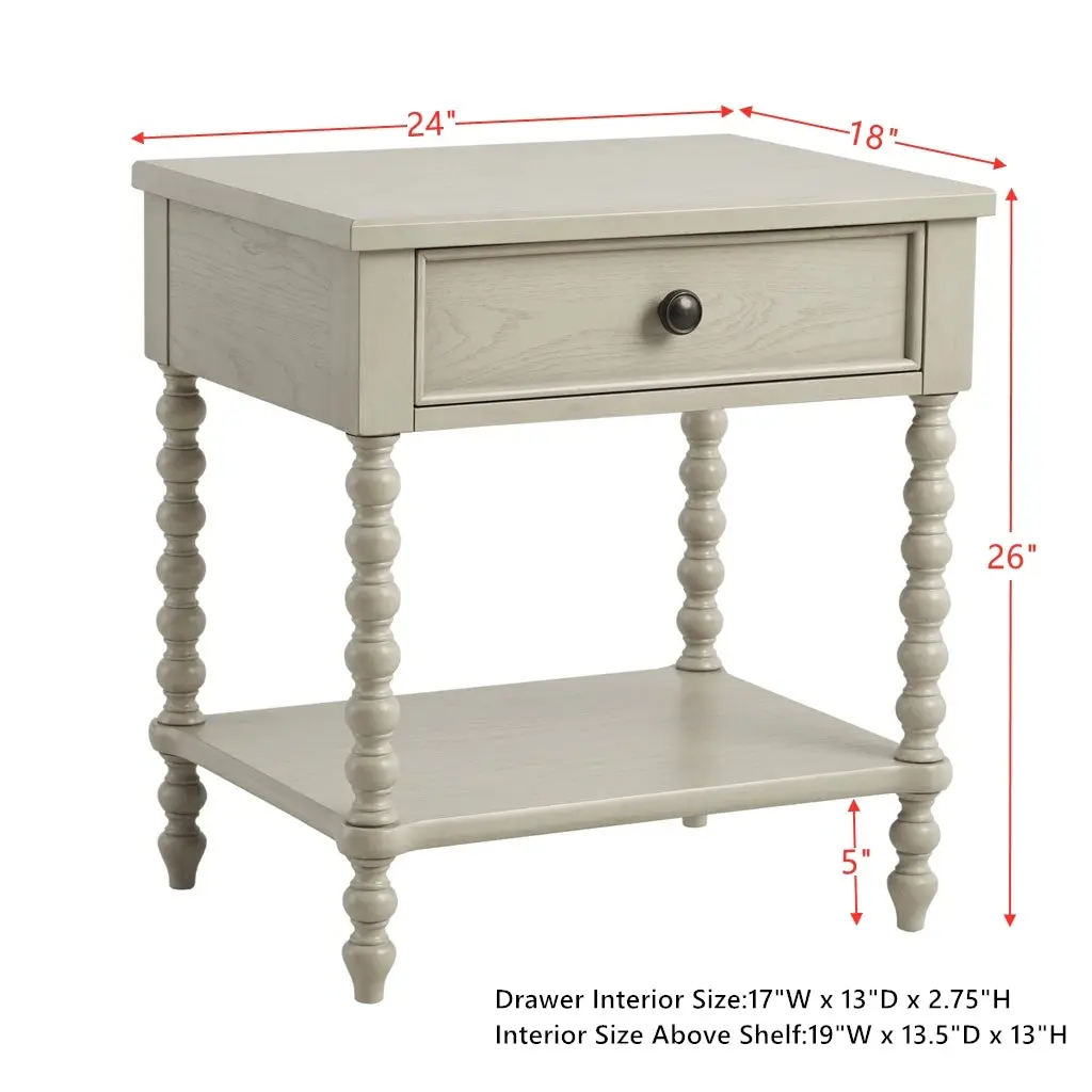 Nightstand Natural Wood Bedside Table Drawer jla