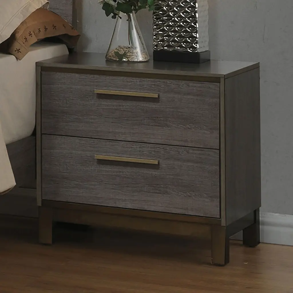 Contemporary 1Pc Nightstand Two Tone Antique Gray Bedroom Furniture kanepe