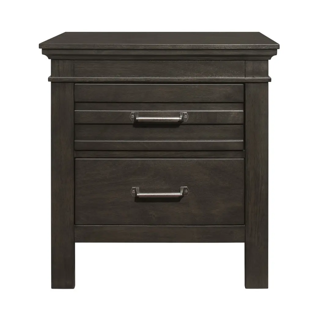 Transitional Bedroom Nightstand Center Glides Drawers Charcoal kanepe