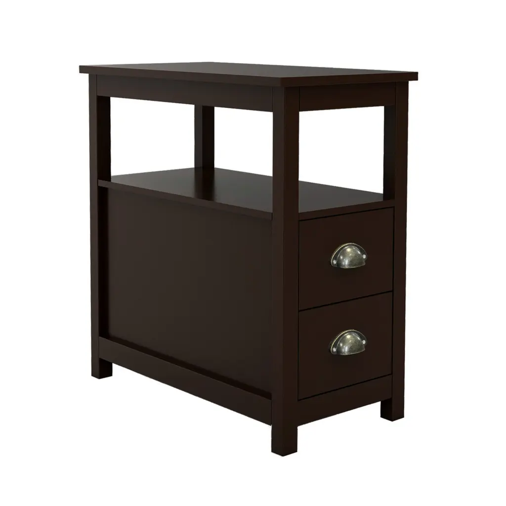 24 Inch Wood Nightstand 2 Drawers, 1 Shelf and Metal Cup Handles royal hampton