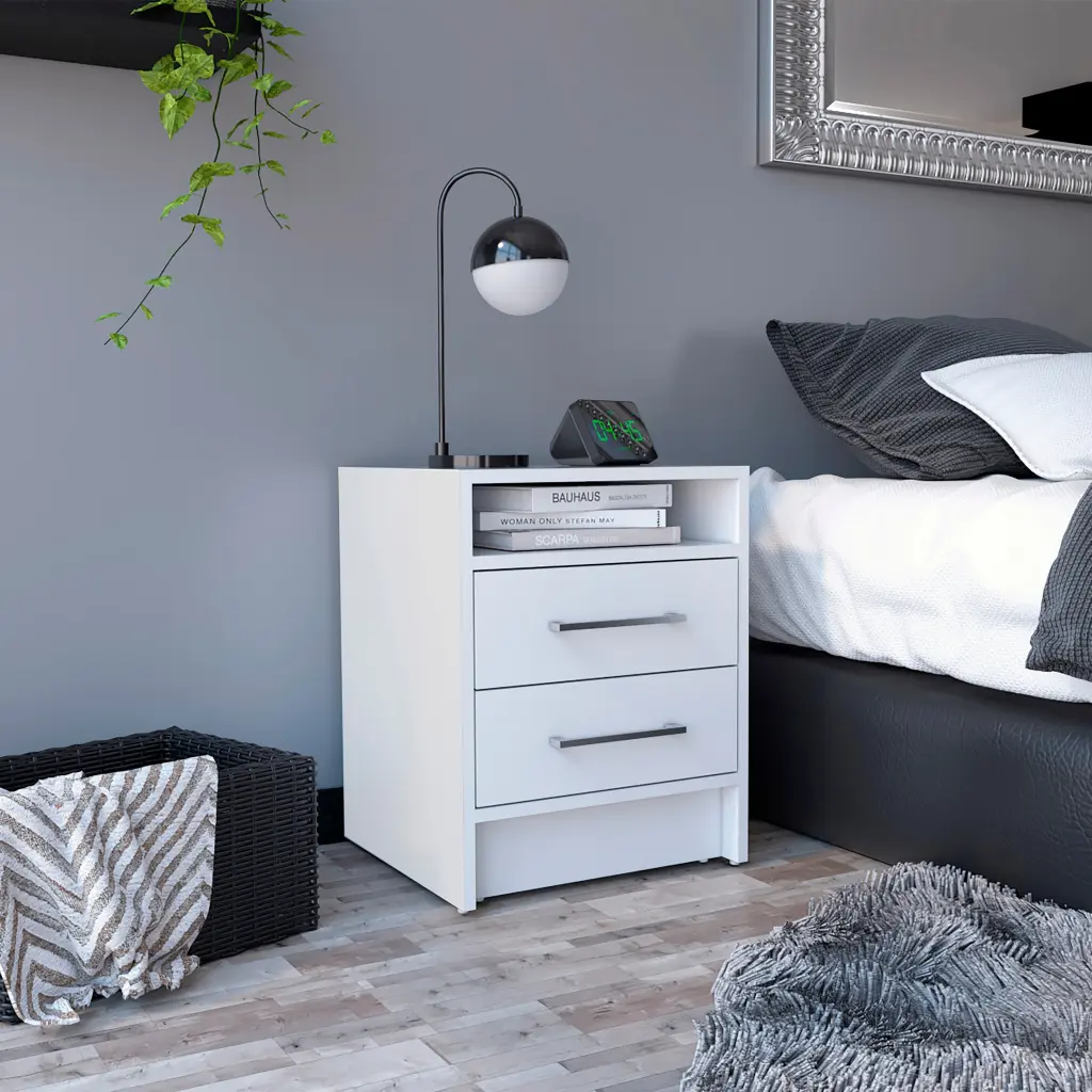 Eter Nightstand Side Table High-quality Top Two Drawers White rta mubles colombia