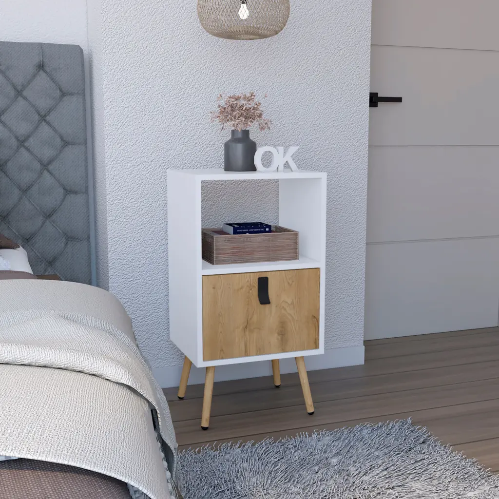 Tall Nightstand 29 Inch One Drawer and Practical Storage White Modern rta mubles colombia
