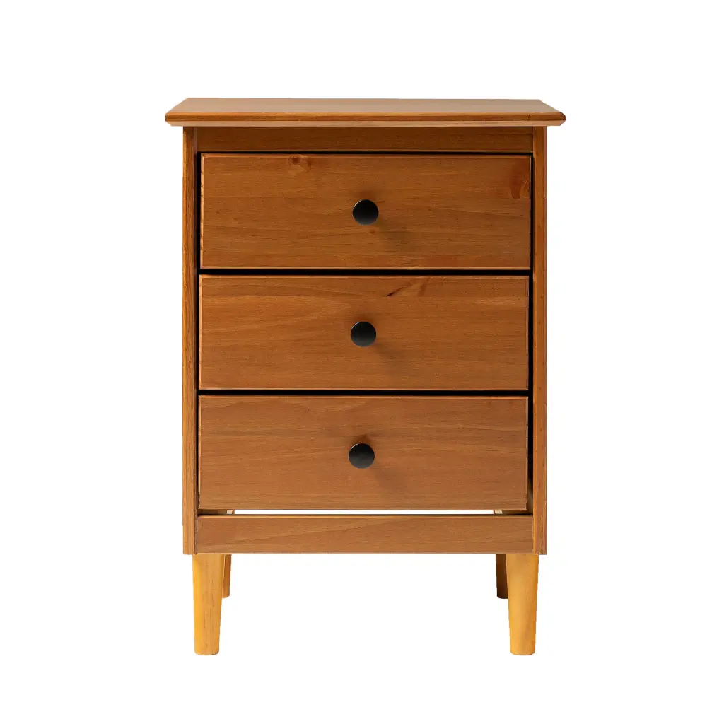 Timeless 3 Drawer Solid Wood Nightstand Caramel Finish walker edison