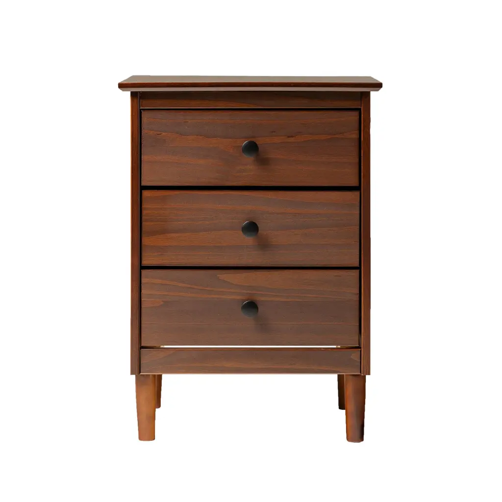 Timeless 3 Drawer Solid Wood Nightstand Walnut Finish MDF and Pine walker edison