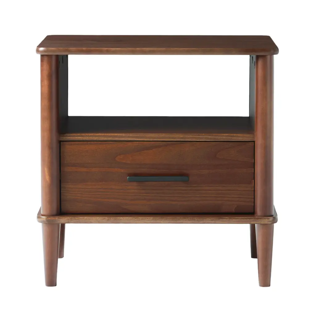 Transitional Solid Wood Spindle Nightstand Walnut Metal Pine walker edison