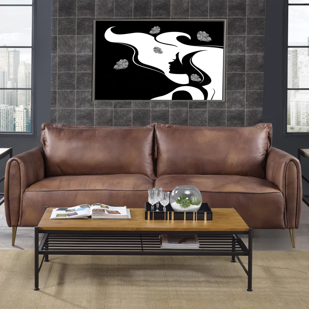 Oak And Black Coffee Table Shelf Primary Living Space furniture max
