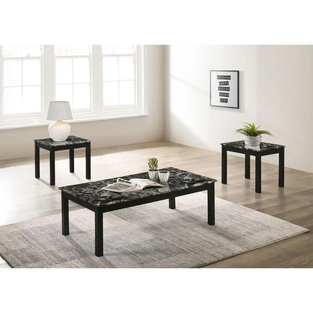 Black 3 Piece Occasional Set Transitional Living Room Furniture furniture max