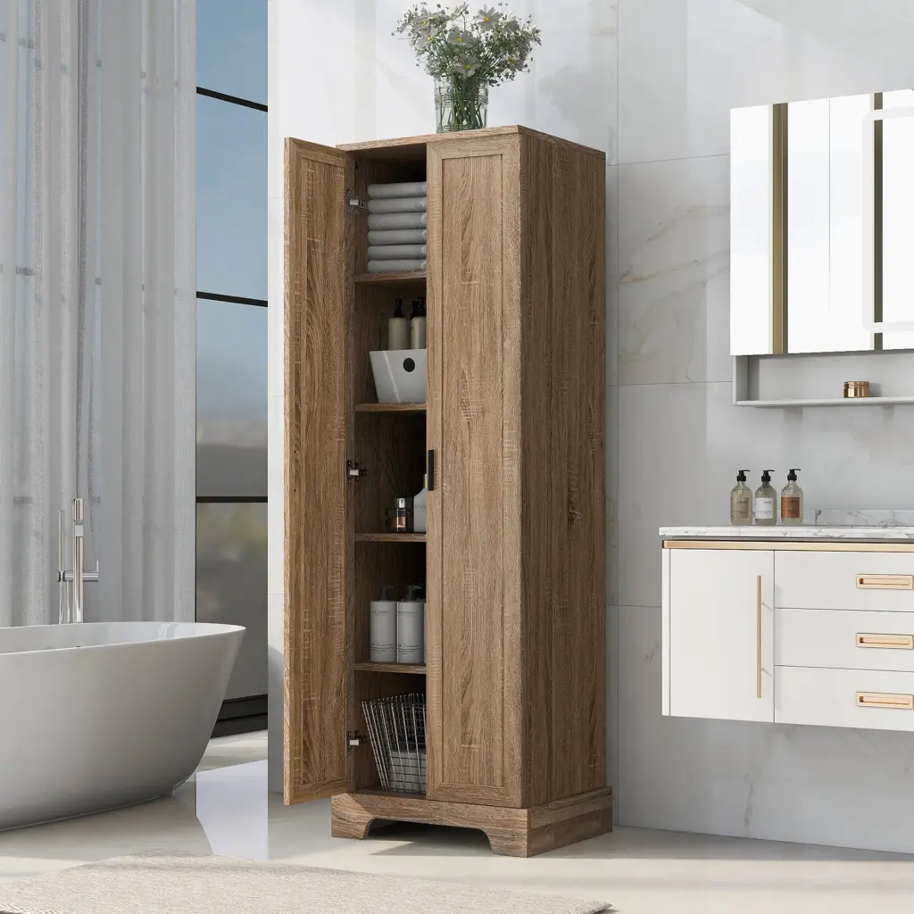 Storage Cabinet Two Doors Bathroom Office Adjustable Shelf rnb