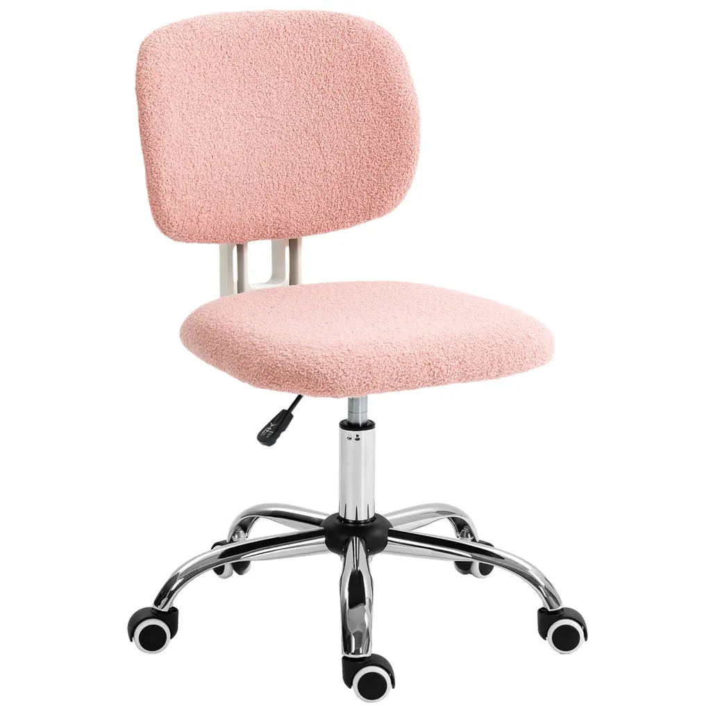 Cute Armless Office Chair Teddy Fleece Fabric Computer Desk Chair aosom business