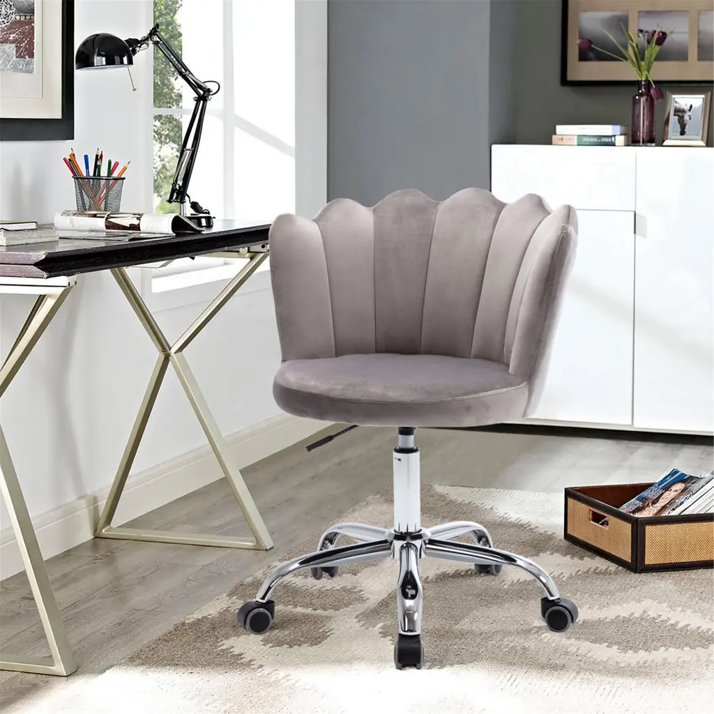 Coolmore Velvet Home Office Chair Silver Base and Modern Shell Design coolmore w-395