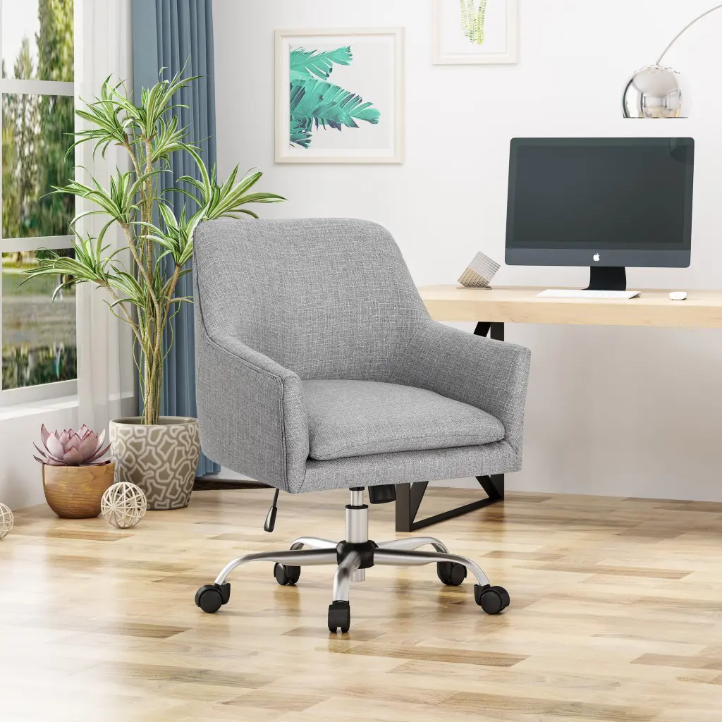 Office Chair Grey Fabric Ergonomic Desk Chair Lumbar Support nh-an