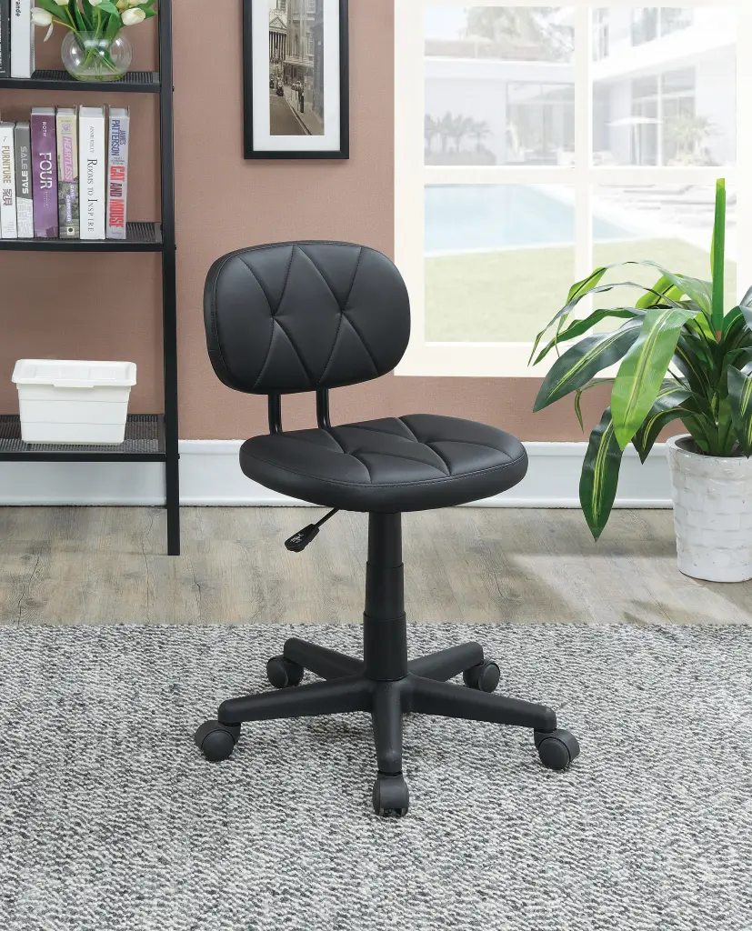 Low Back Adjustable Office Chair PU Leather Black Caster simple relax