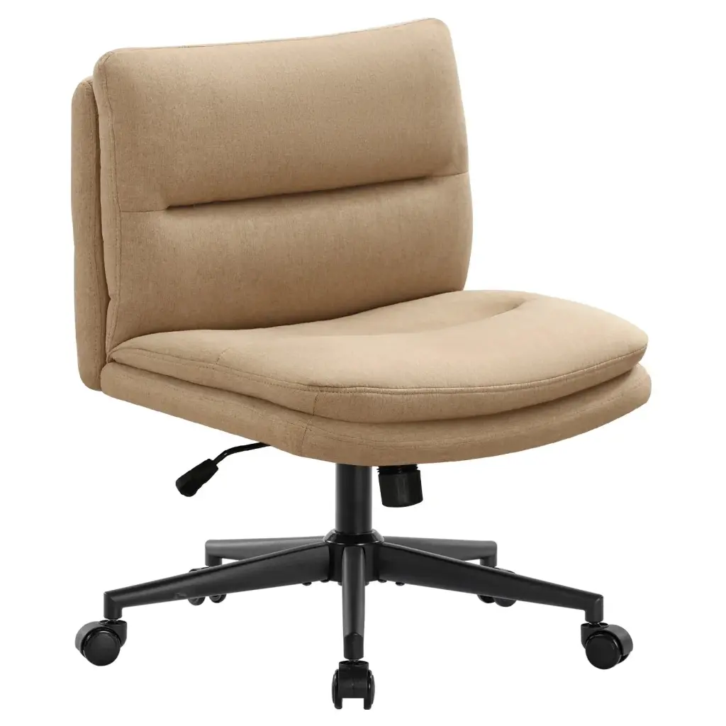 Armless Office Chair Criss Cross Legs and Wheels Comfortable Home Desk Chair vanbow