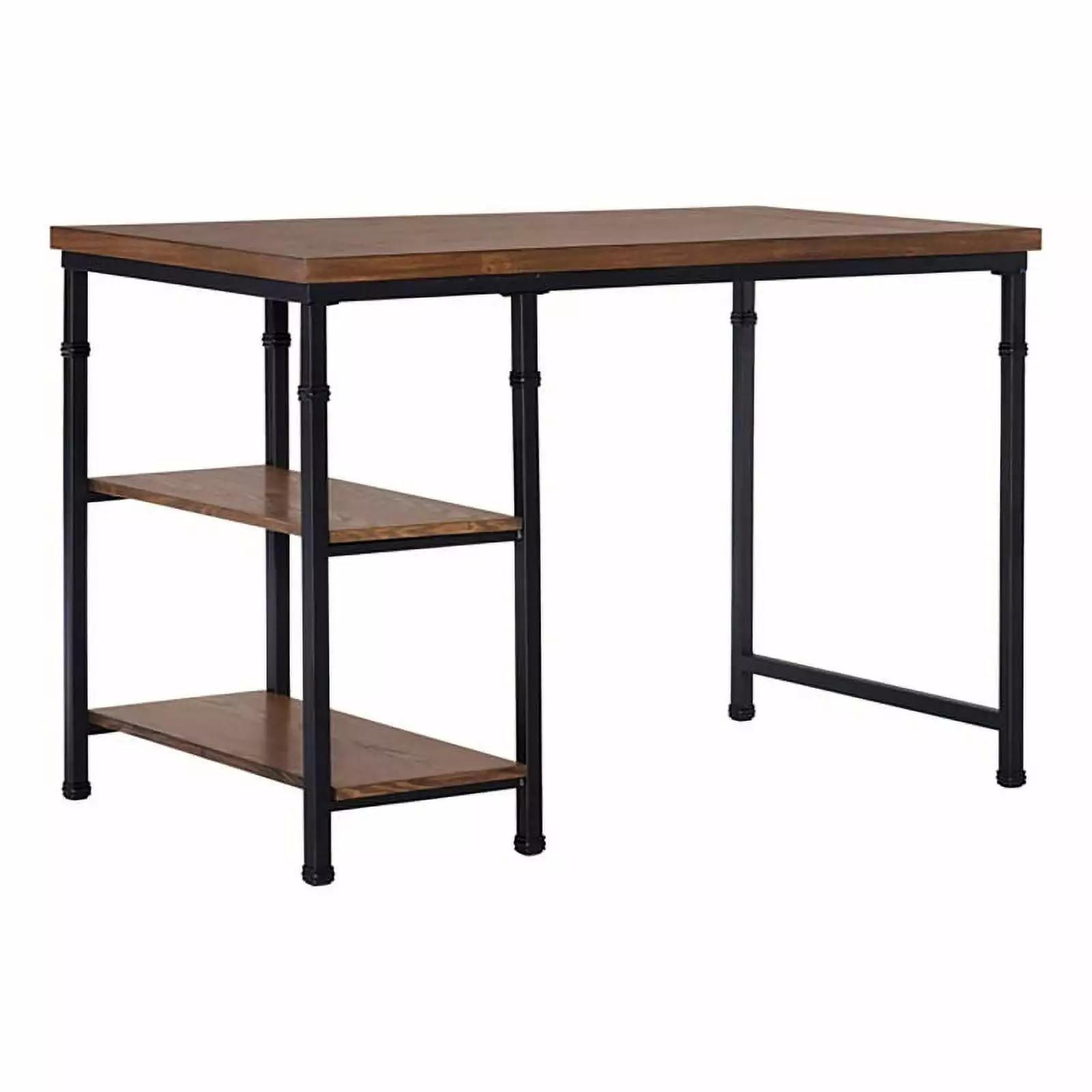 Atlin Designs Transitional Wood Desk 2 Shelves Brown Stained Black