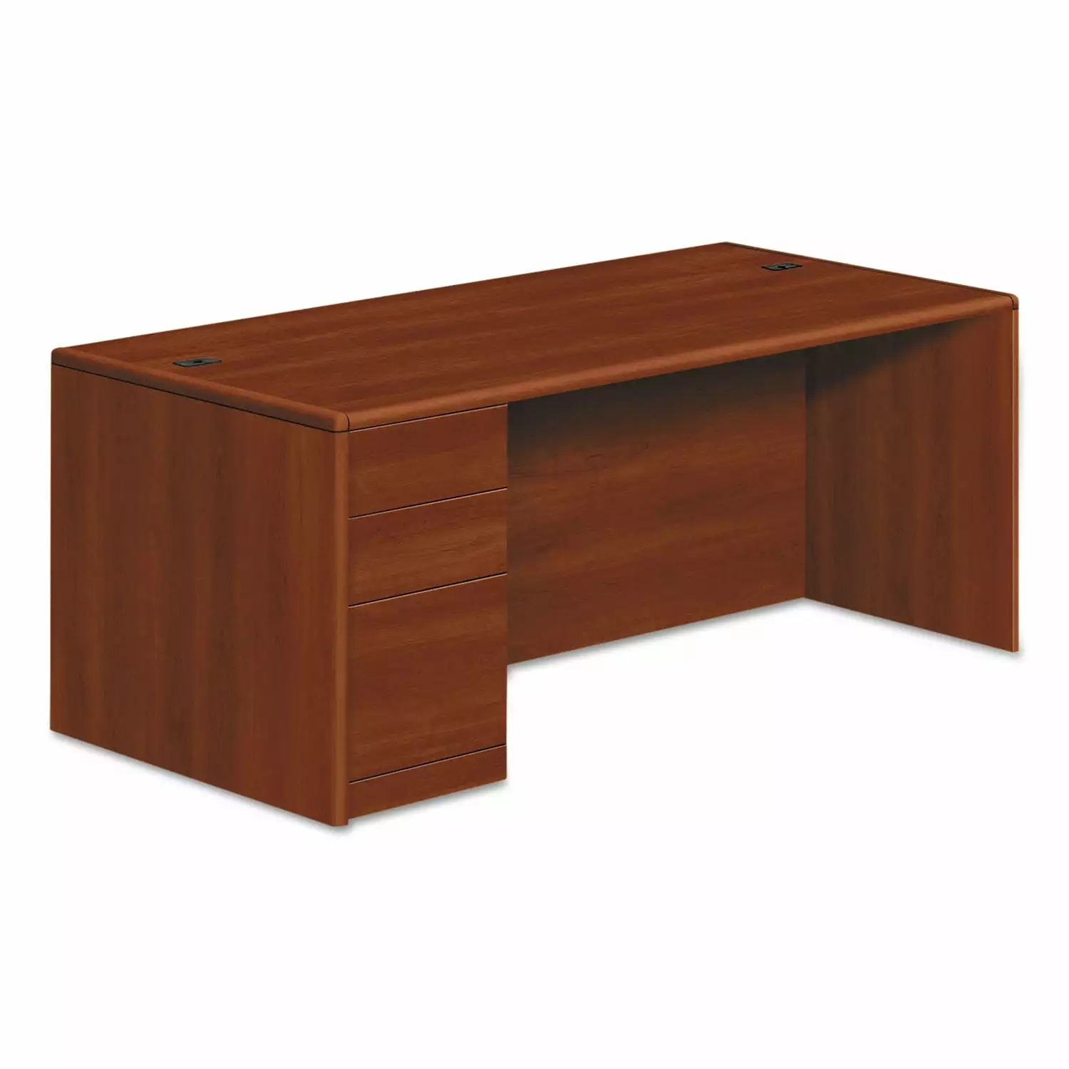 HON 10700 Series Single Pedestal Desk 72 x 36 x 29.5 Inches Full-Height Left Pedestal Cognac