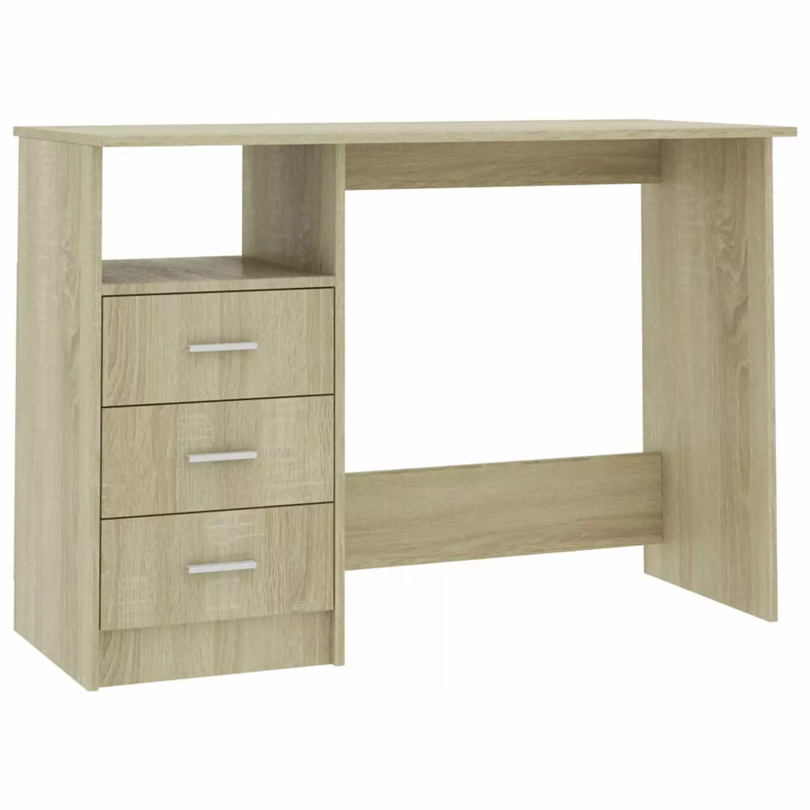 Irfora Simple Wood Office Desk Drawers - Basic Small Oak Desk Home Office