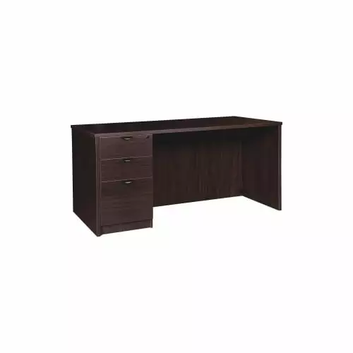Lorell Prominence 2.0 Espresso Laminate Box Box File Left-Pedestal Desk - 3-Drawer 60 Inch Office Desk