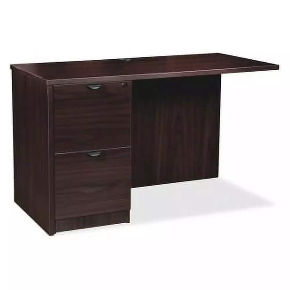 Lorell Prominence 2.0 Espresso Laminate Left Return Desk - 2-Drawer 42 Inch Particleboard Office Desk