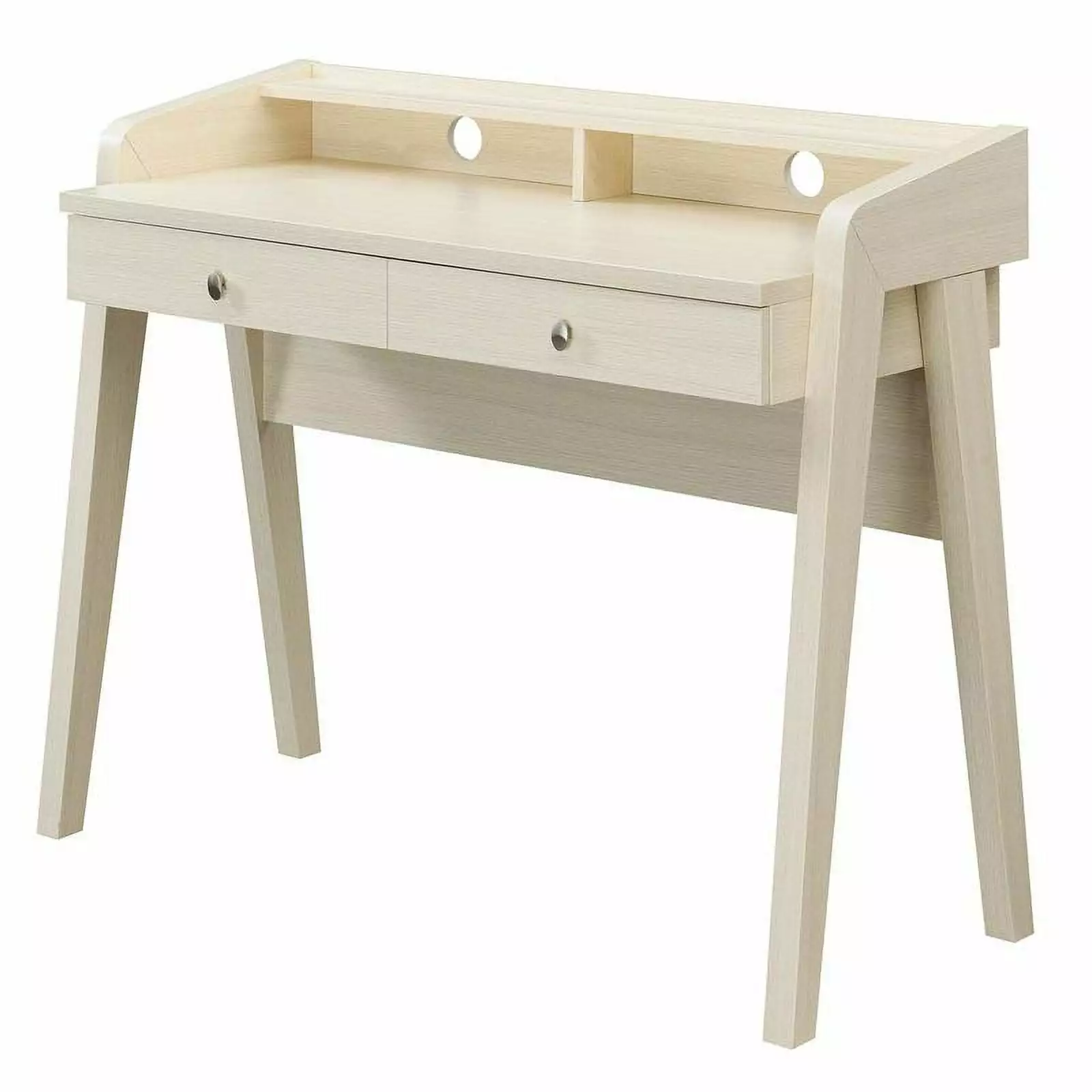 Pemberly Row Deluxe Two-Drawer Desk Shelf Ivory Wood Finish - Office Desk Storage