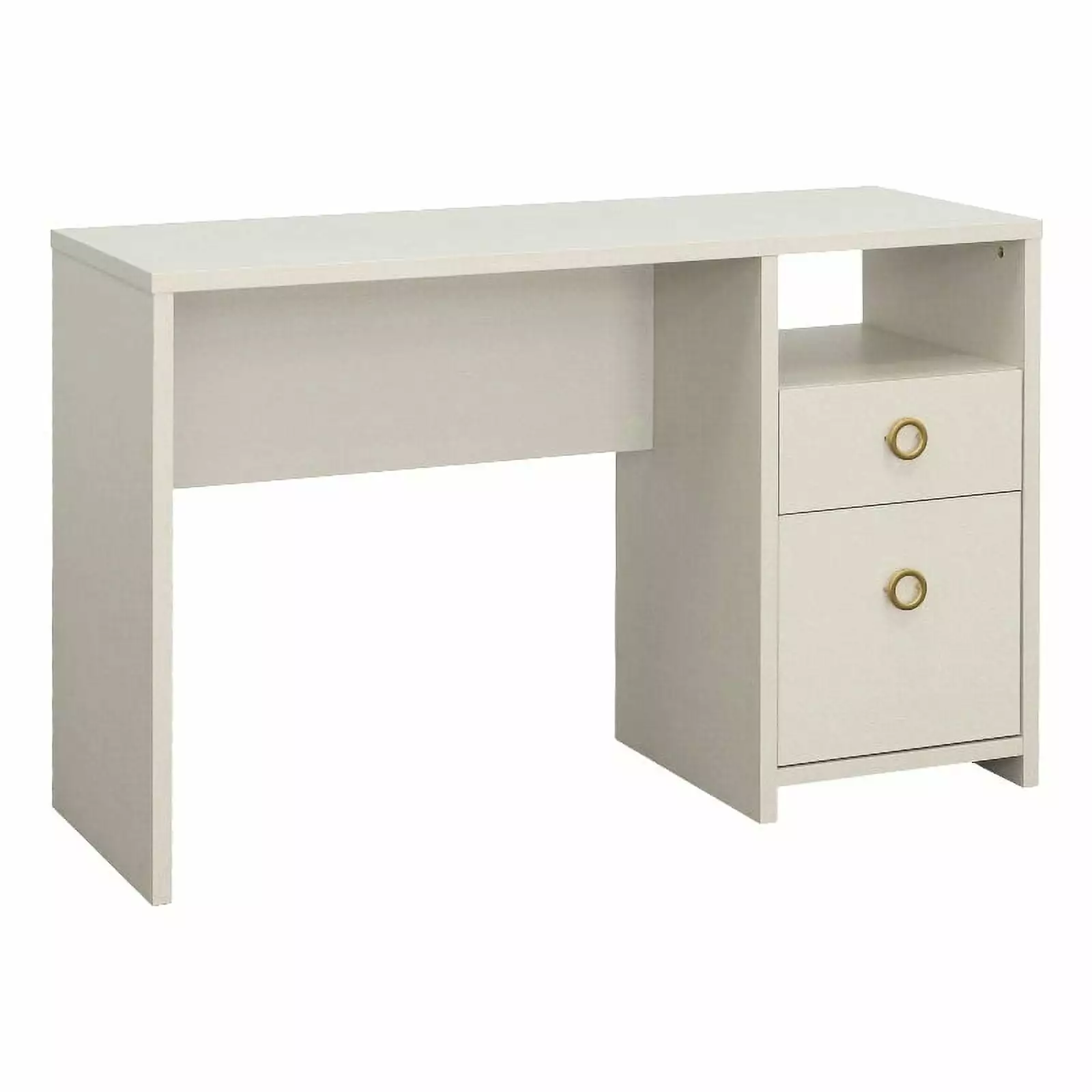 Sauder Grand Coast Engineered Wood Desk Dove Linen Off White Finish