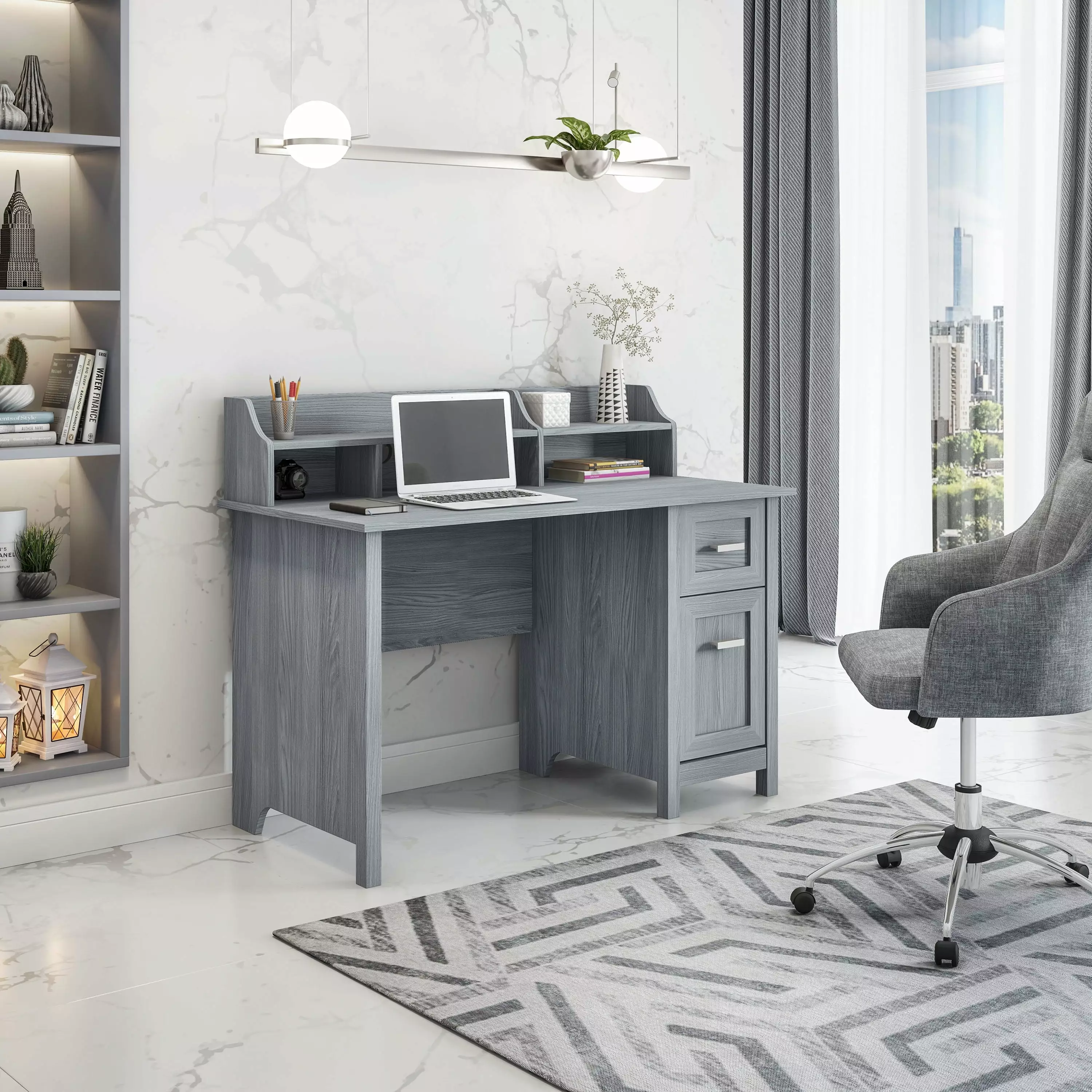 Techni Mobili Classic Gray Office Desk Storage Home and Office
