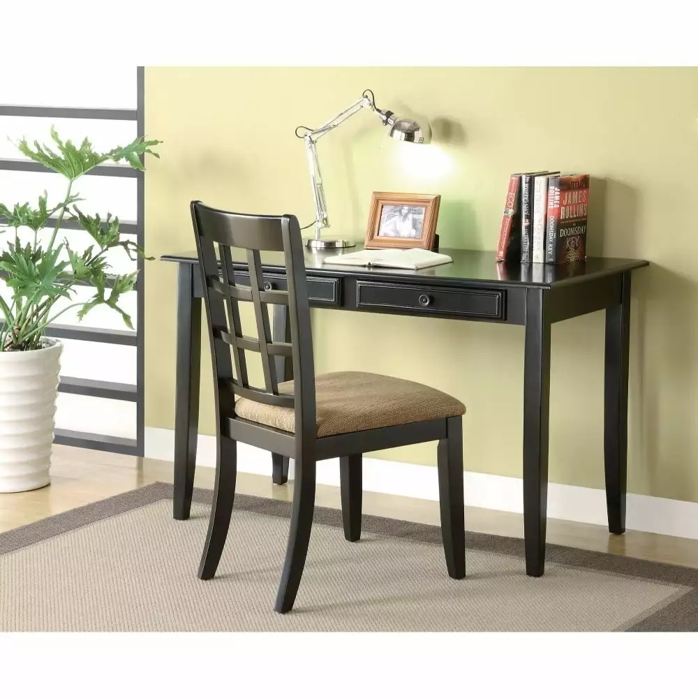 Newton 2-piece Writing Desk Set Black and Tan - Compact Home Office Solution Coaster Company