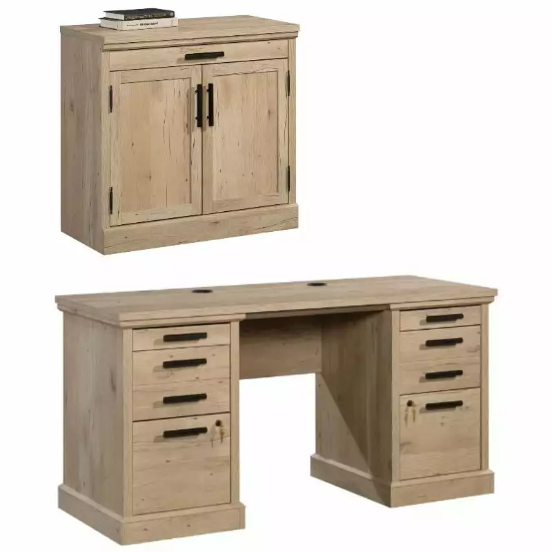 Home Square 2-Piece Set 60 Credenza Desk & Utility Stand Library Base