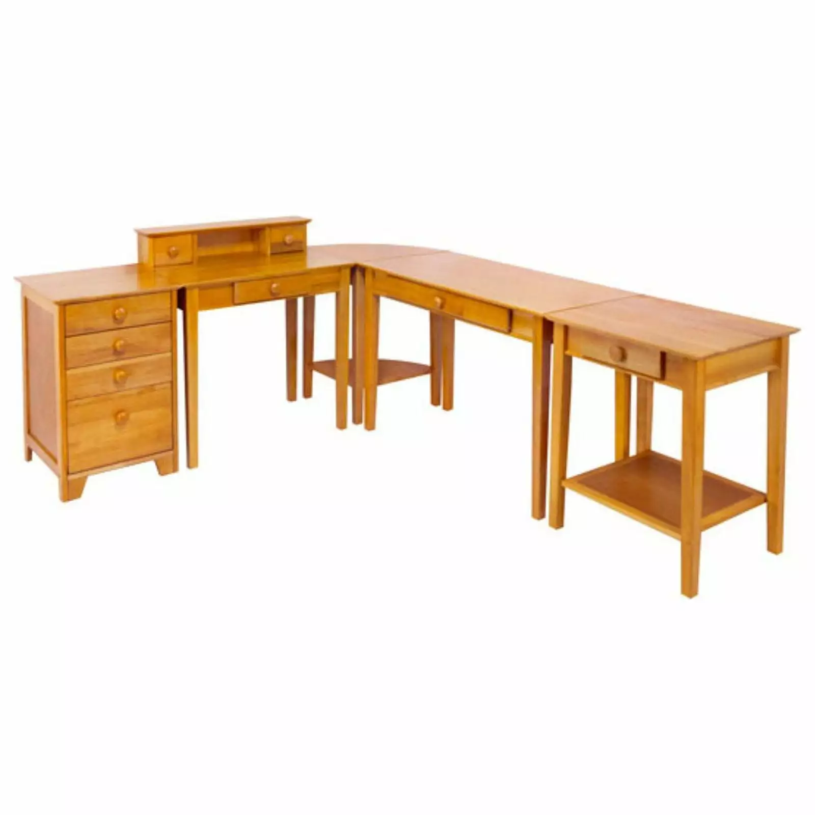 Winsome Wood Studio 5-Pc Home Office Set Honey Pine - Complete Office Furniture Package